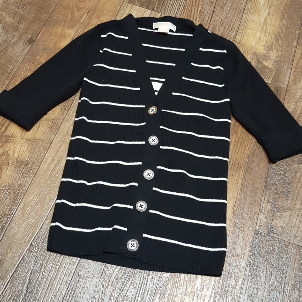 Michael Kors Ribbed Striped Cardigan w/ Tank